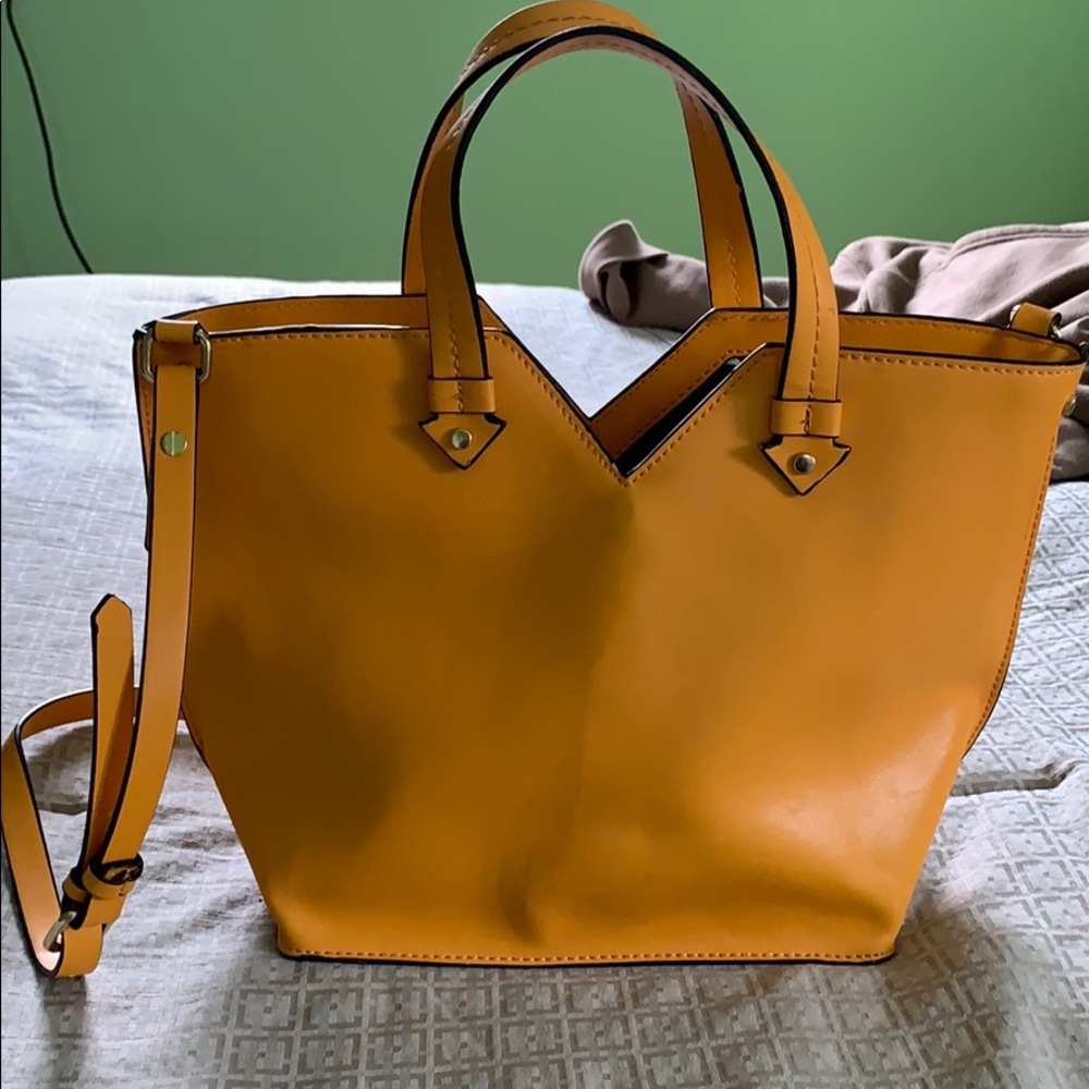 Yellow faux leather mini bag